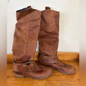 Steve Madden Ruckkus Brown/Tan Knee-High Leather Boots